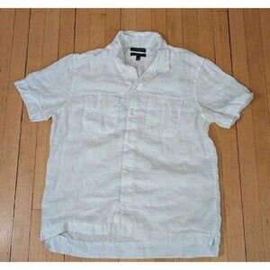 Banana Republic 100% Linen Mens L Expedition Shirt Short Sleeve Camp Button Up